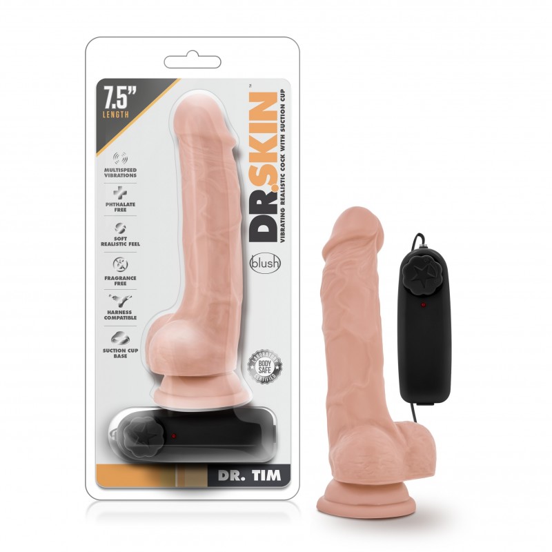 Dr. Skin - Dr. Tim - 7.5'' Vibrating Cock With Suction Cup - Flesh